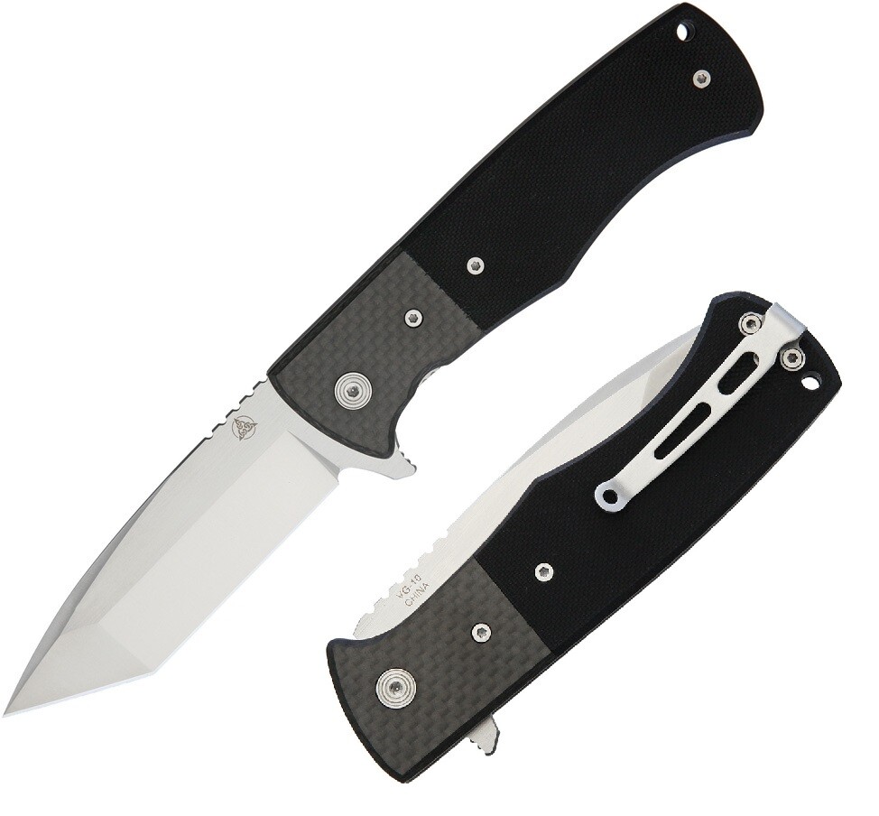 Nemesis MPR-2T Linerlock Folding Knife 3.5" VG-10 Steel Blade Black G10 Handle