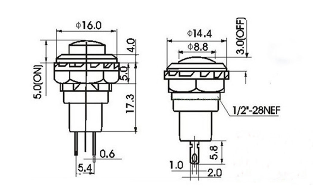 2 Pack SPST Latching Off-On Push Button Switch Red LATCH32731RD