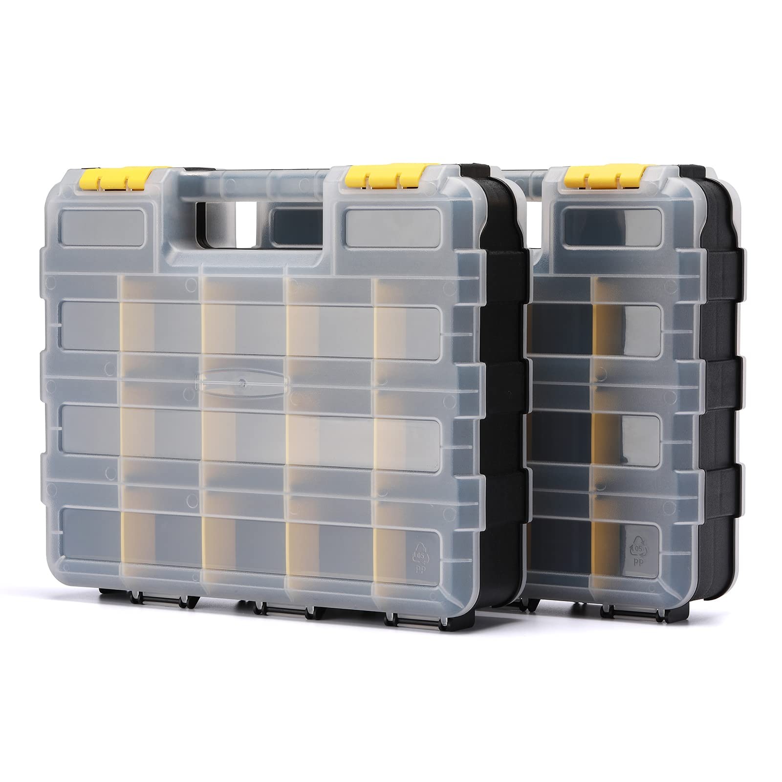 2PCS Double Side Tool Organizer with Customizable/Removable Plastic Dividers,...