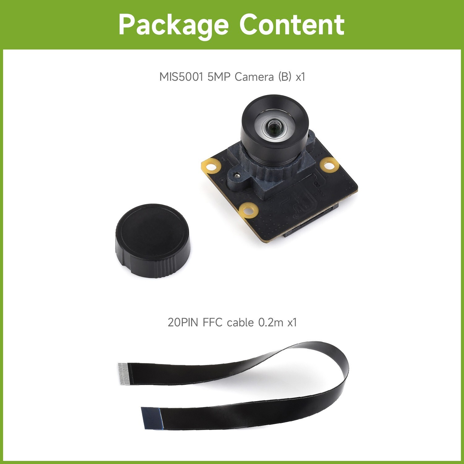 Waveshare MIS5001 5MP Wide-Angle Lens Camera Module, High Sensitivity
