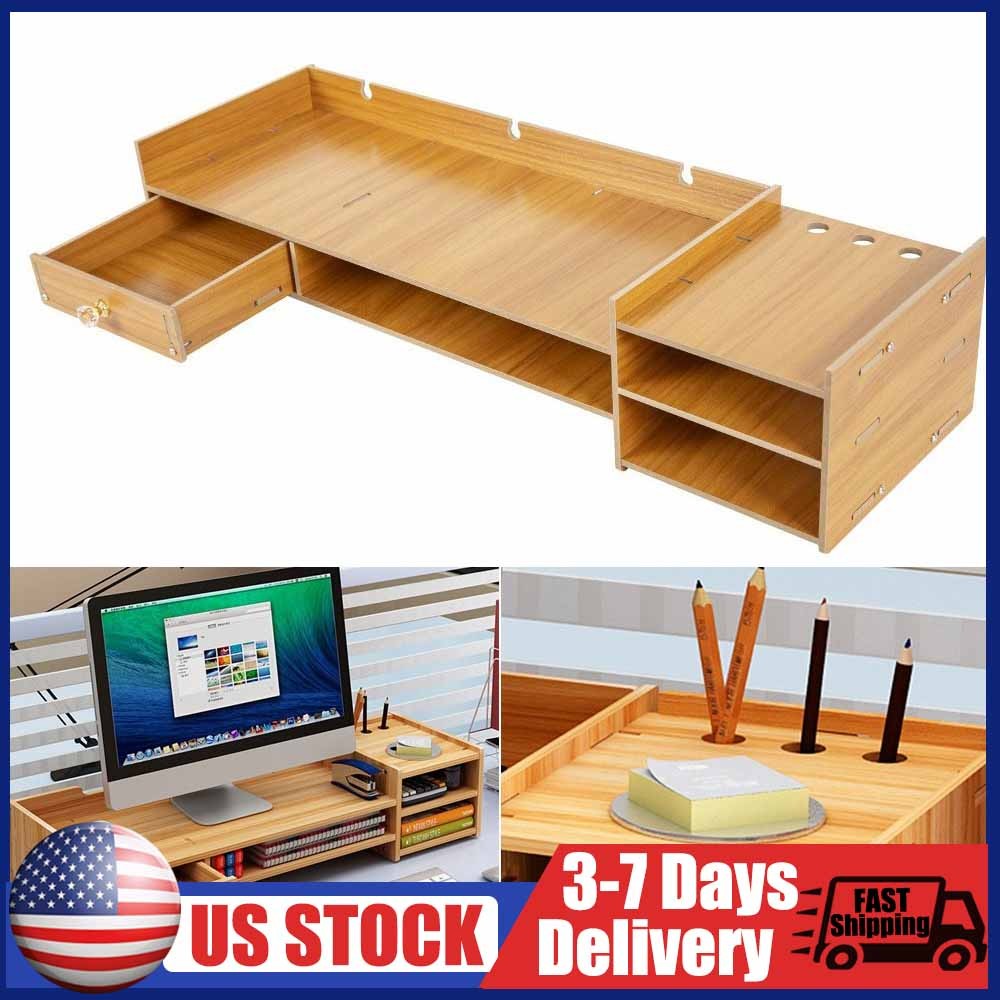 Desktop Monitor Stand w/ Laptop Riser,Computer Shelf for Home & Office Practical