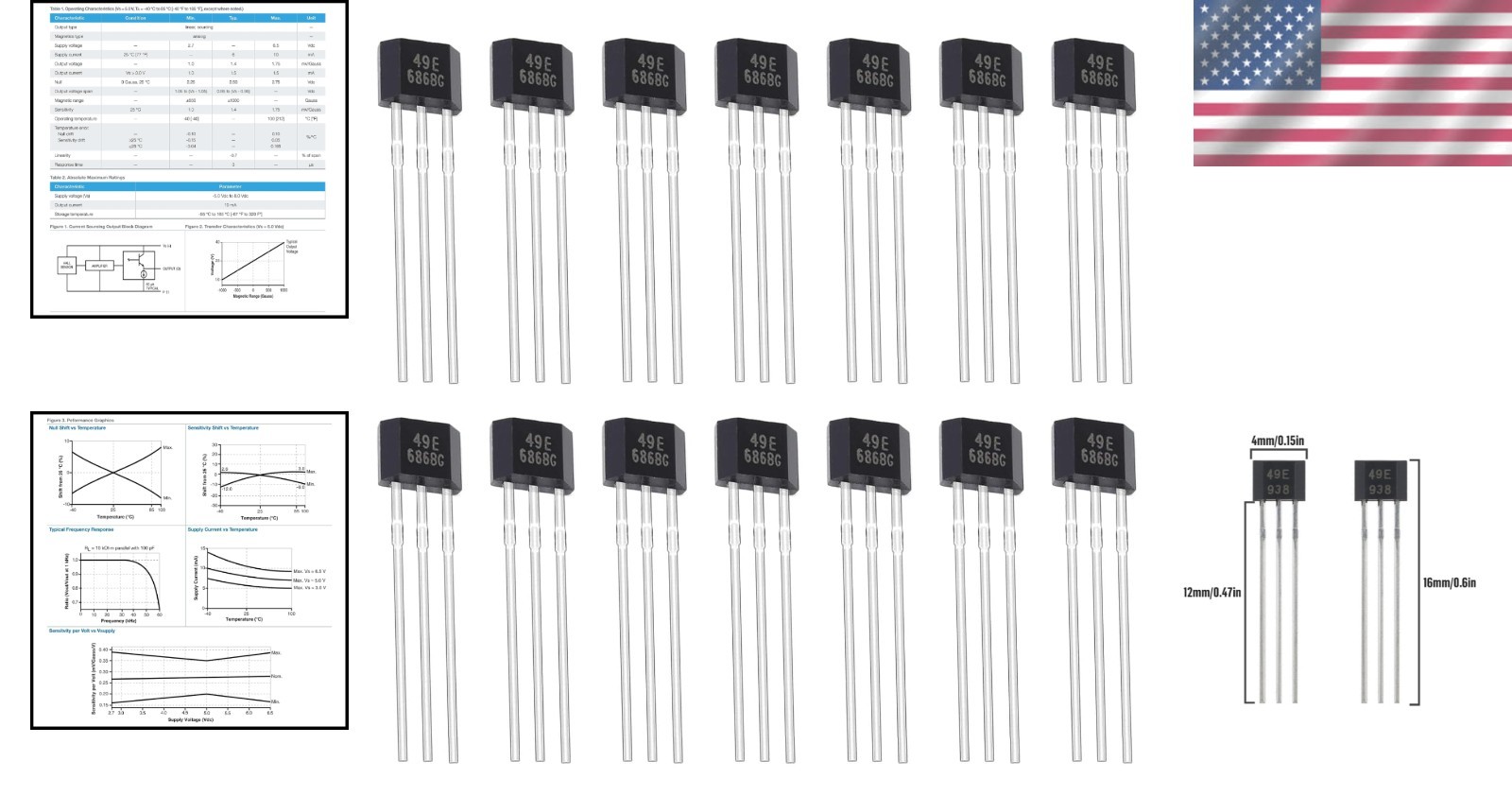 20Pcs TO-92S Hall Effect Sensor 3-Pin Magnetic Detector for Precision Projects