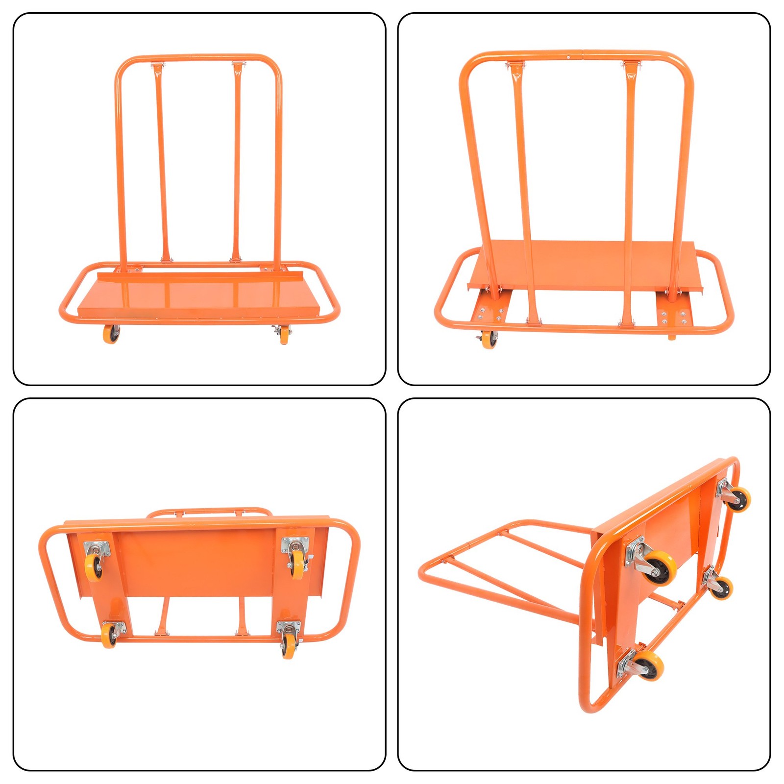 Heavy Duty Drywall Sheet Cart with Safety Belts, 3000 LBS Steel Panel Dolly