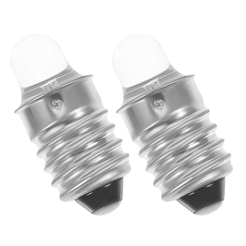 2Pcs Small LED Flashlight Bulbs Replacement Durable Metal Glass Silver Color