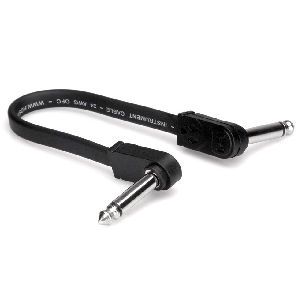 Hosa CFP-118 Flat Guitar Patch Cable, Molded Low-Profile Right-Angle/Same, 18 in