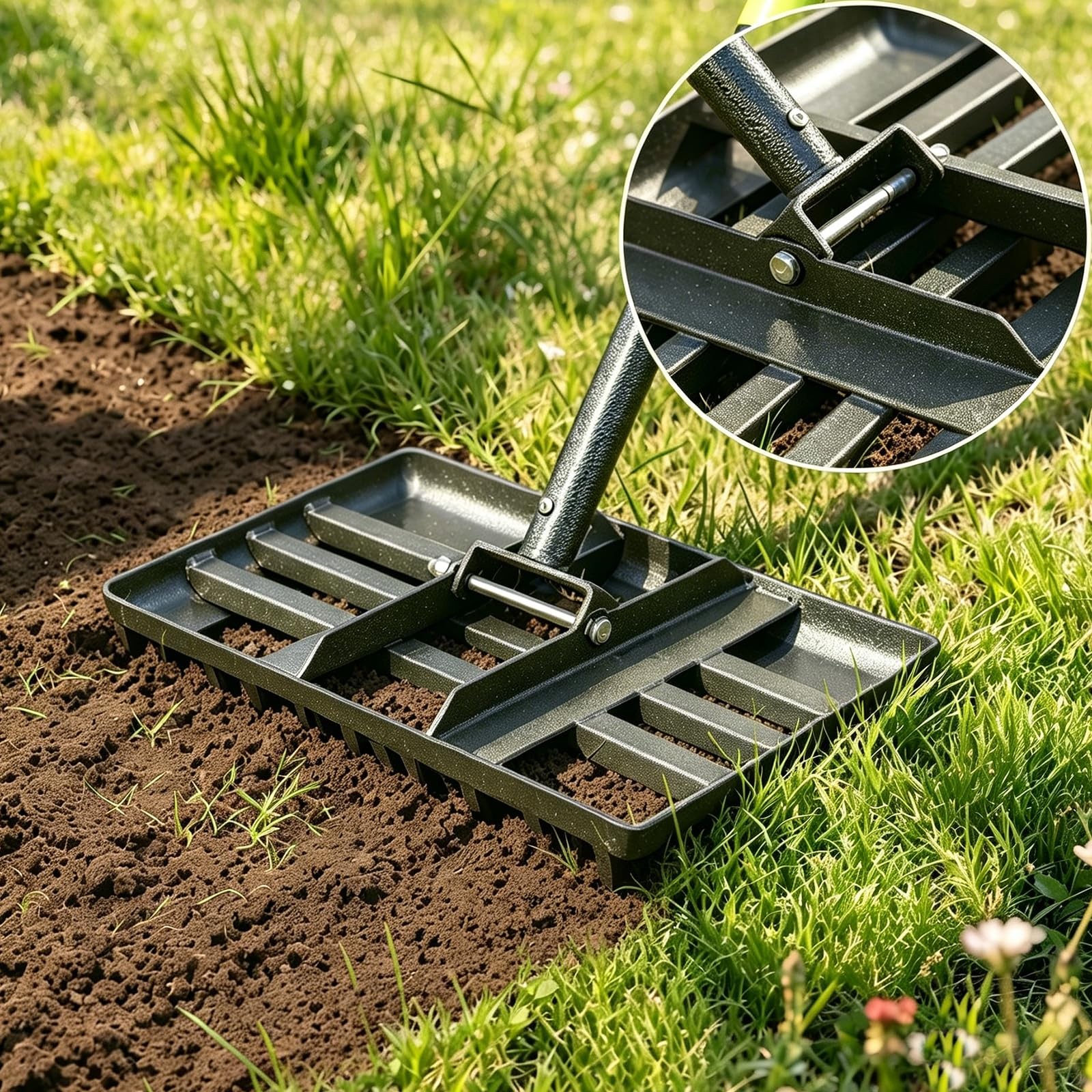 Lawn Leveling Rake, 17” x 10” Ground Plate Heavy Duty, Pull Behind Garden Lan...