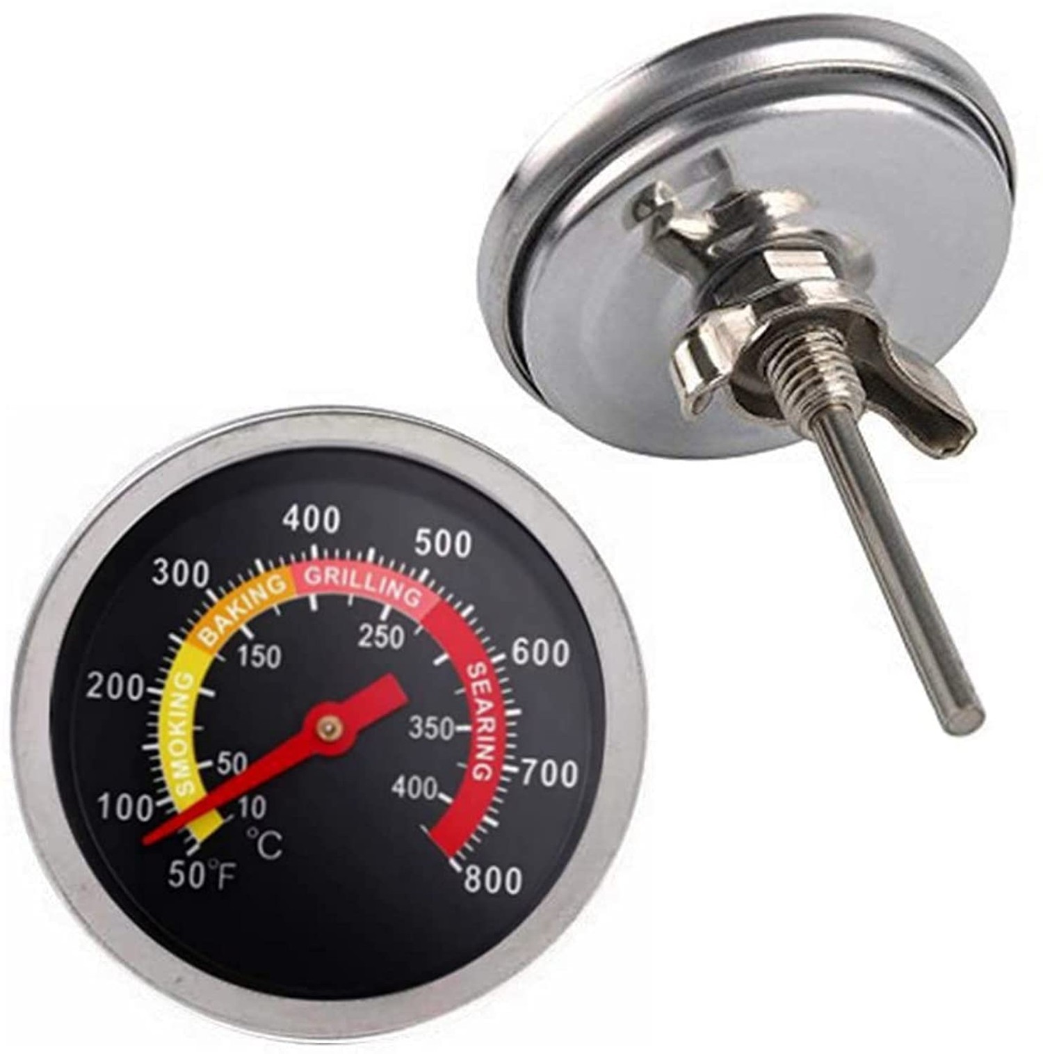 2 pcs BBQ Grill Temperature Gauge, Charcoal Pit Grill Smoker Thermometer Gaug...