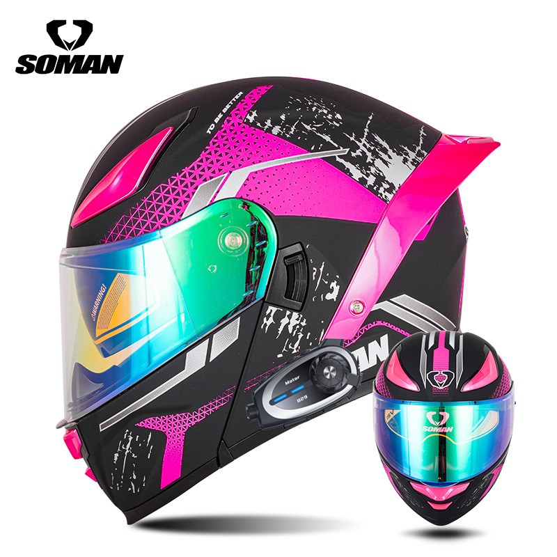 Built-in Camera Motorcycle Blutooth Intercom Helmet Double Visors Modular Helmet