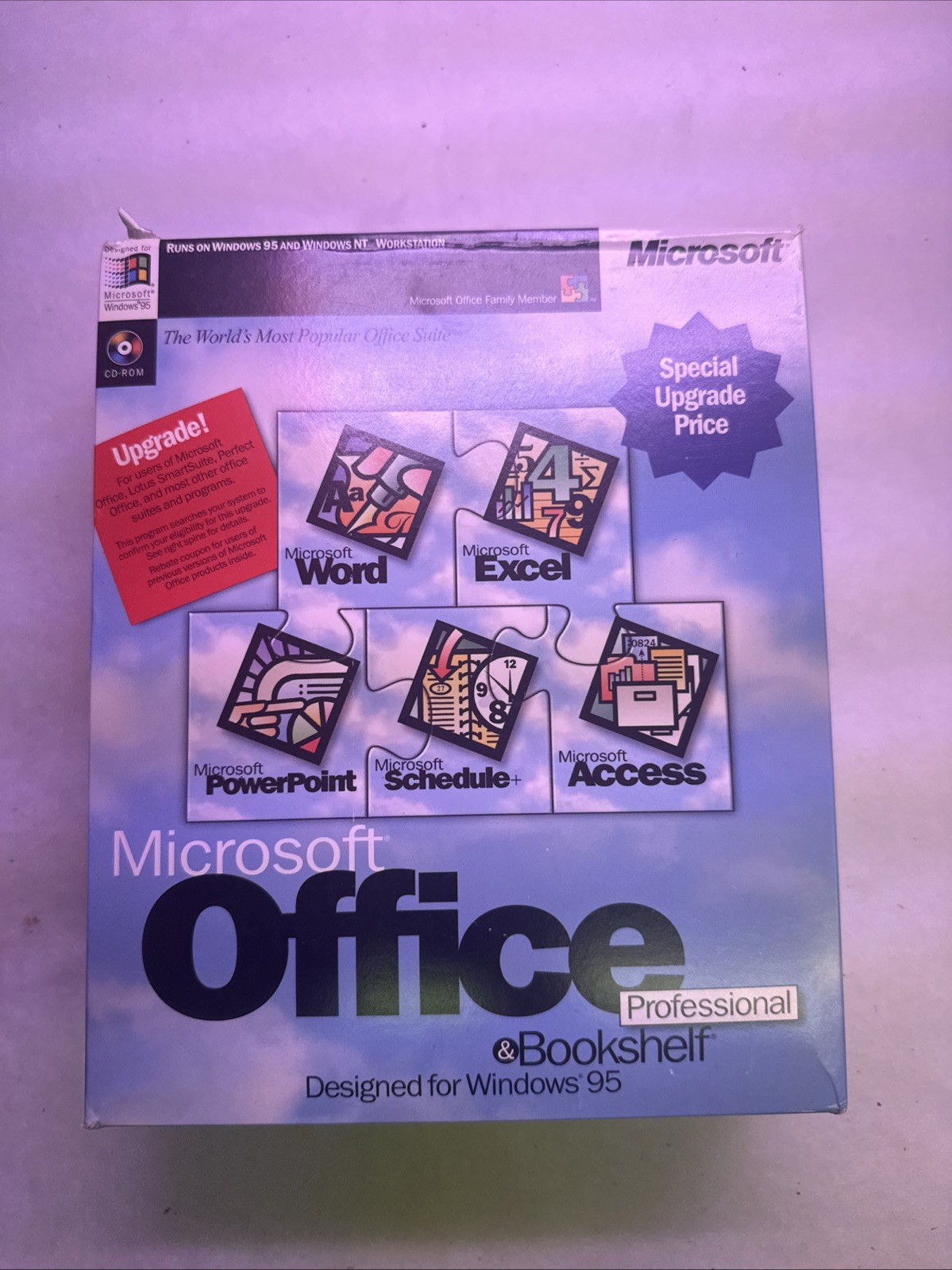 Microsoft Office Professional Bookshelf Windows 95 Big Box Complete USED