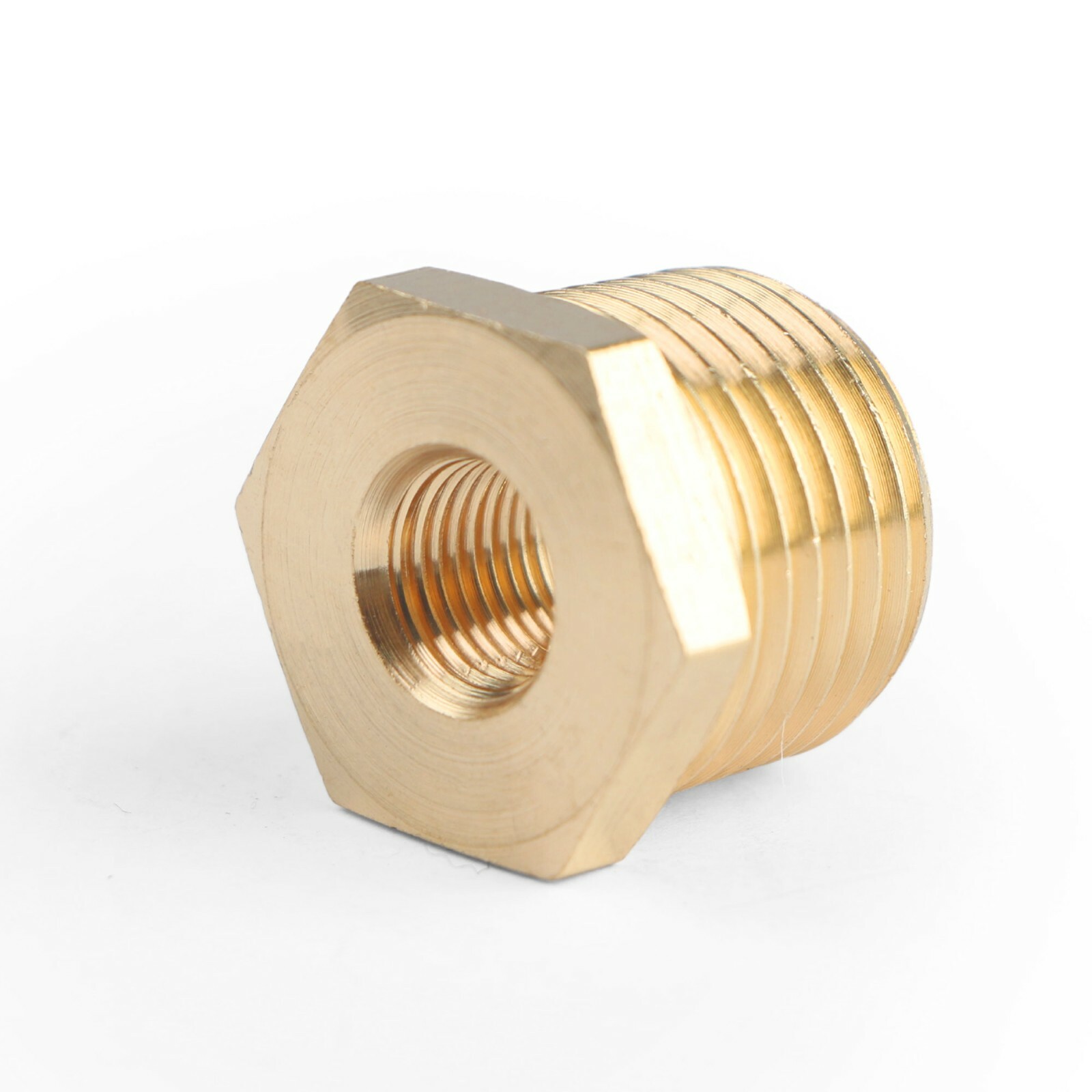 U.S. Solid 2pcs Brass Pipe Fitting Reducer Bushing, MNPT 1/2" x FNPT 1/8"