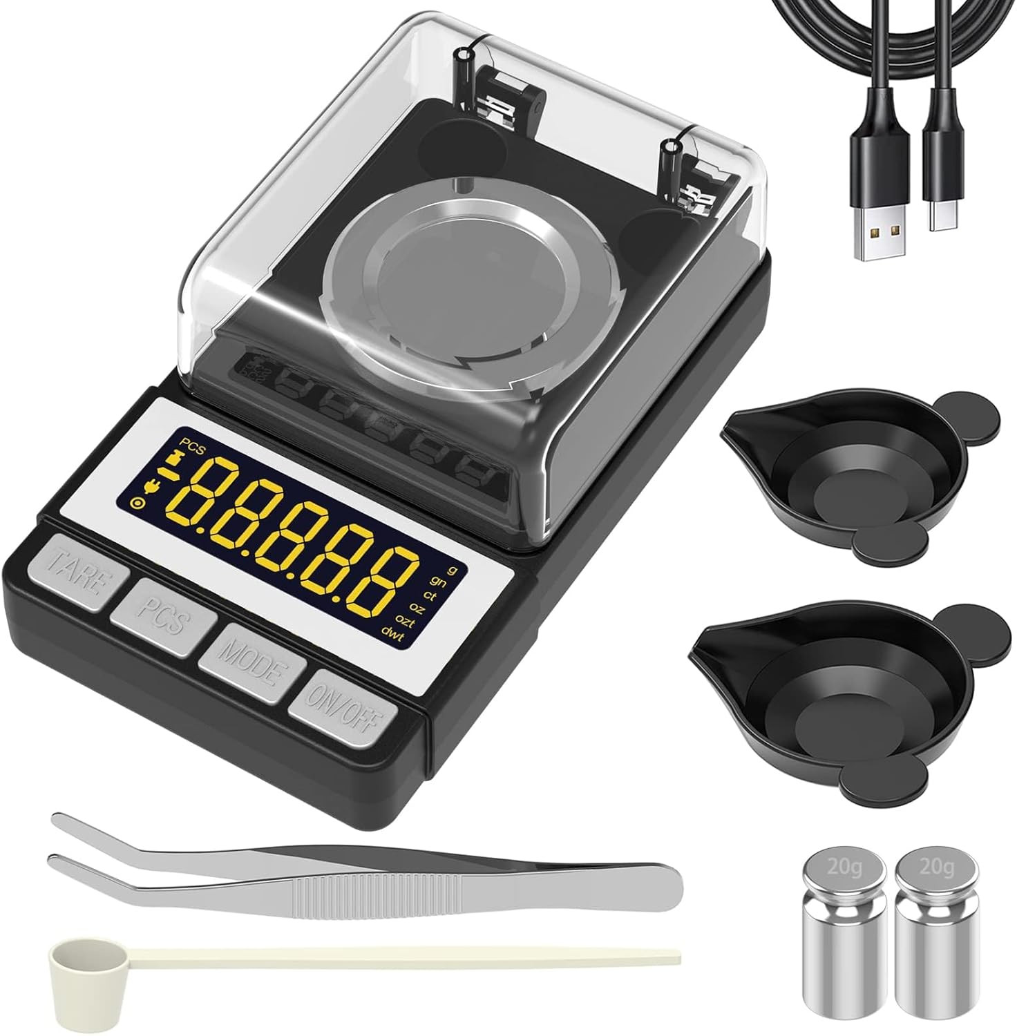 Milligram Scale 50G / 0.001G, Reloading Scale with 2X 20G Calibration