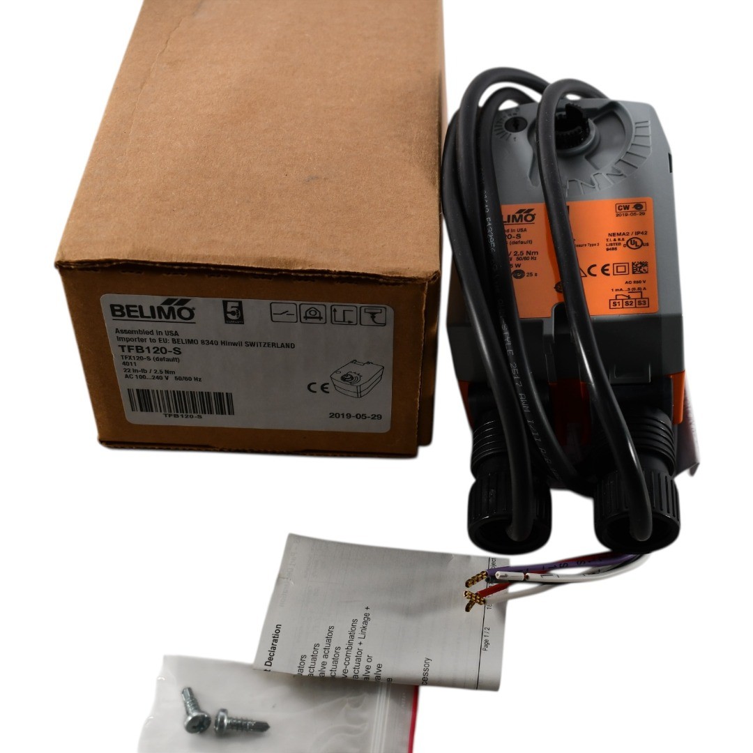 NEW Belimo TFB120-S Spring Return Damper Actuator 100-240V On/Off Auxiliary Swit