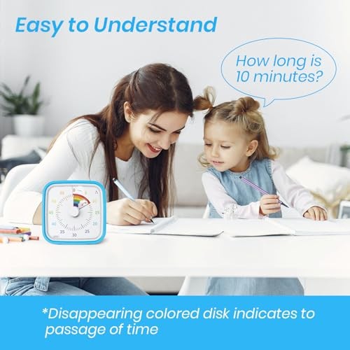 Visual Timer with Protective Case, Rainbow Disk 60 Minute Blue Rainbow