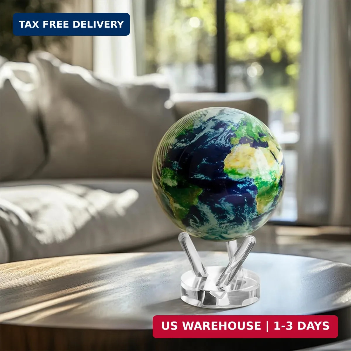 MOVA Globe - Earth with Clouds Classic (4.5") | Self-Rotating Globe Powered by L