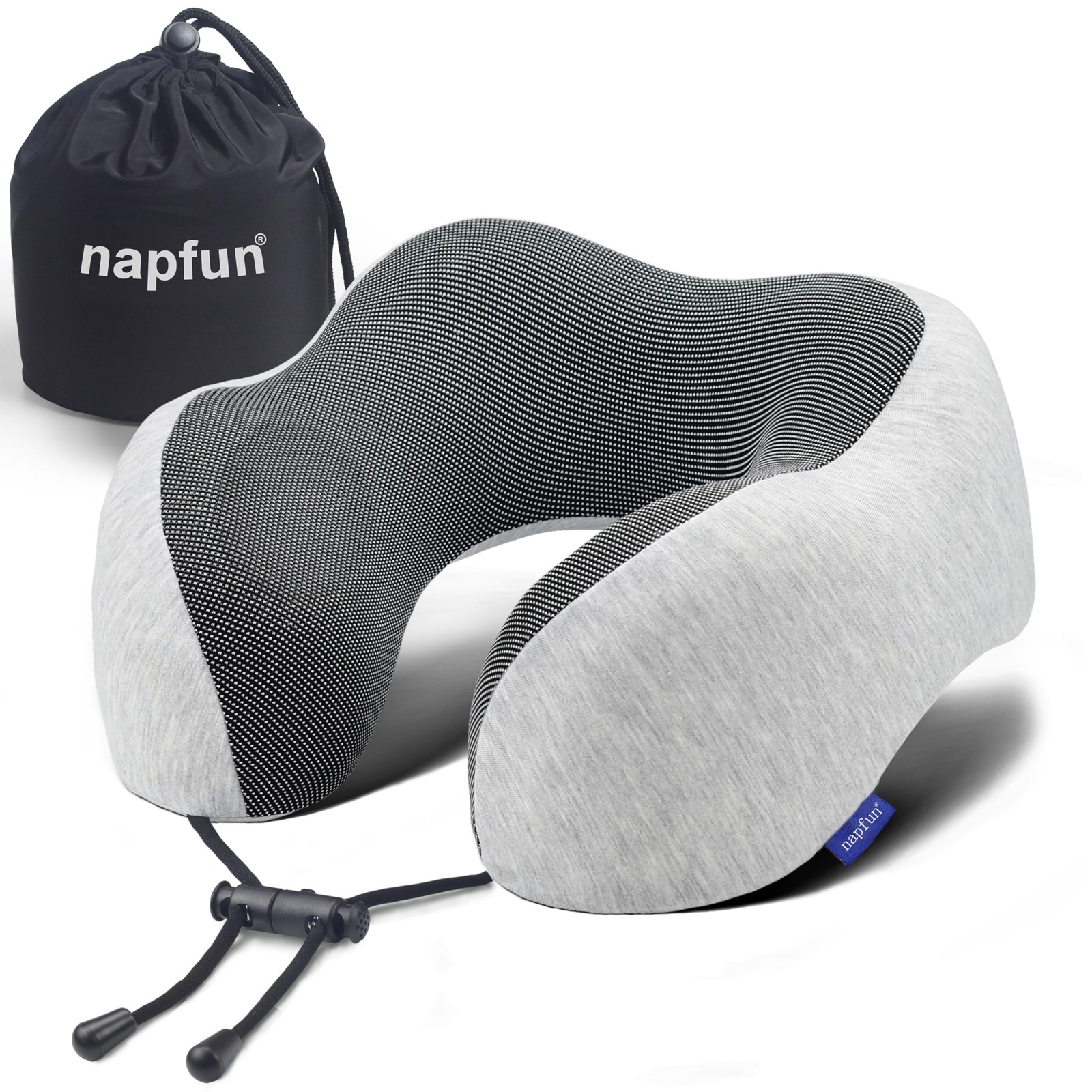 napfun Neck Pillow for Traveling, Upgraded 1 Count (Pack of 1), Light Gray