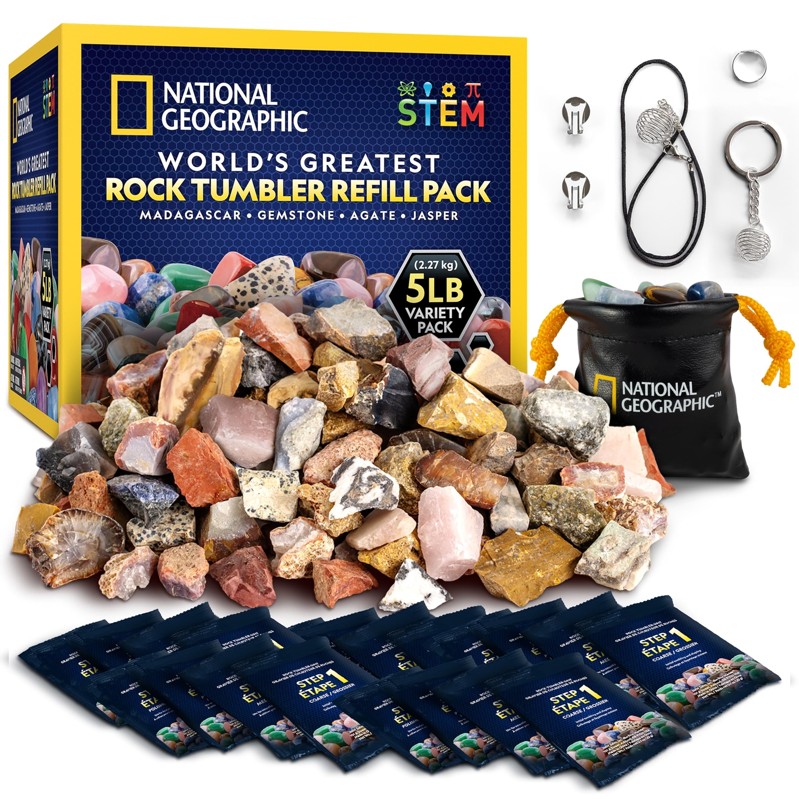 Rock Tumbler Refill Kit 5 lb Mix of Rocks and Grit for Tumbling Gemstones