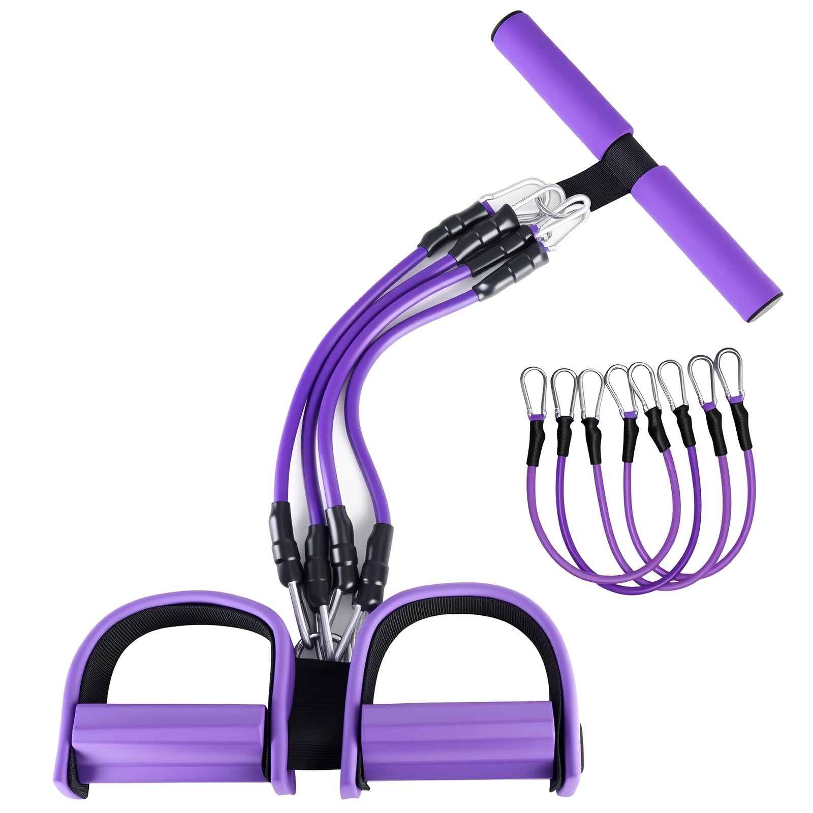 Lenporl Upgrade 4-Tube Pedal Ankle Puller Resistance Bands with Two Extra Han...