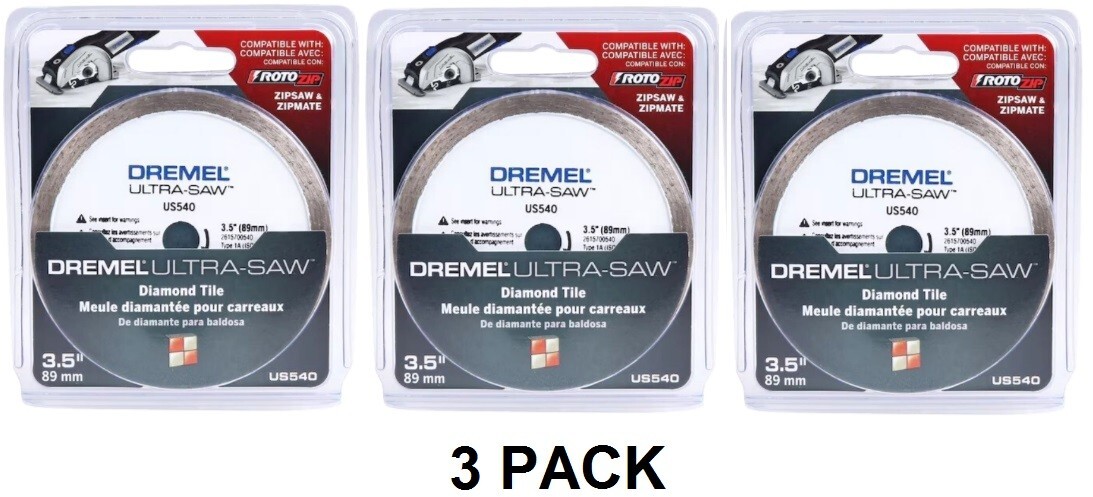 Dremel Ultra-Saw 3-1/2 in. Diamond Cutting Wheel Roto-Zip US540-01 NEW (3 PACK)