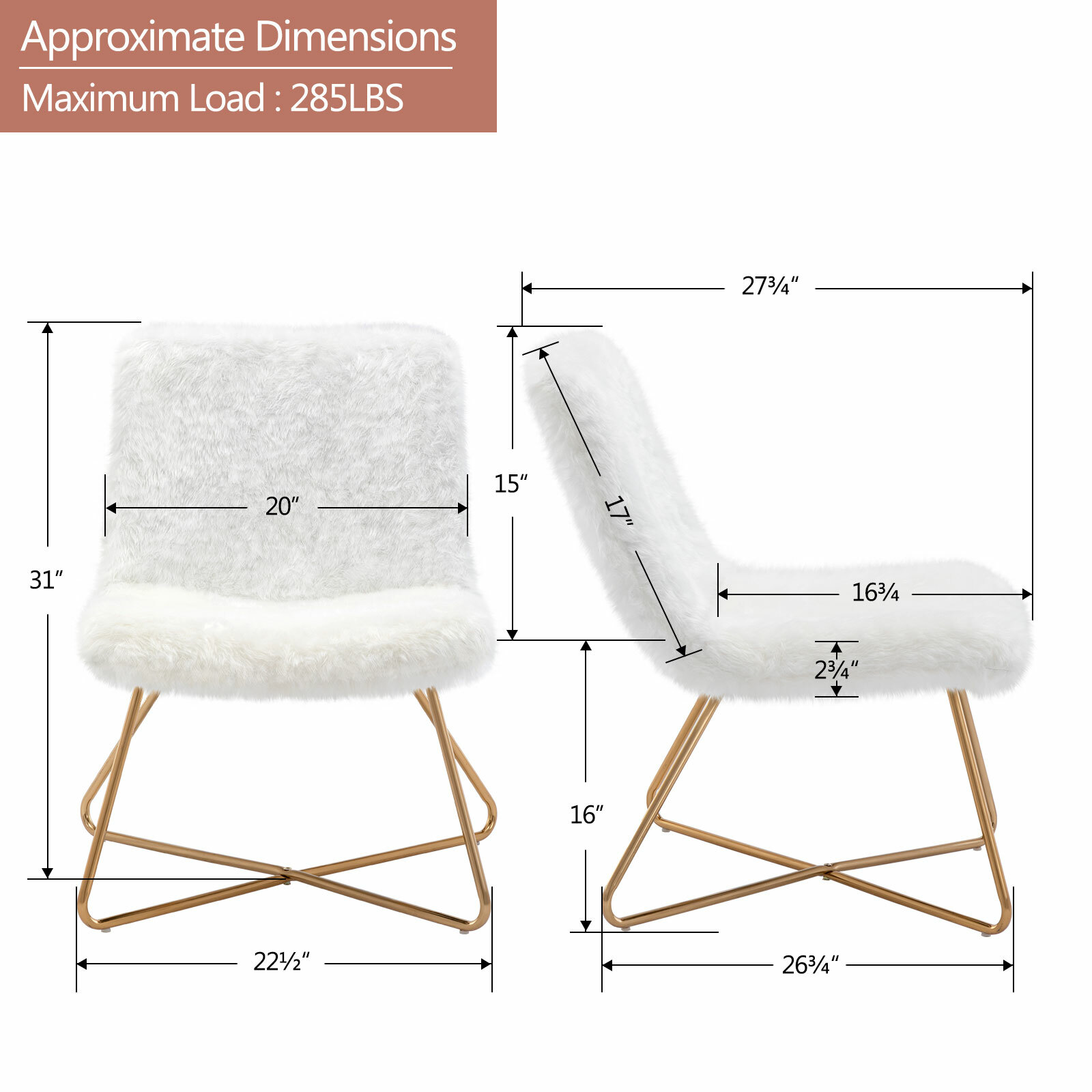 Duhome Faux Fur Upholstered Living Room Chair Accent Chair Modern Desk Chair