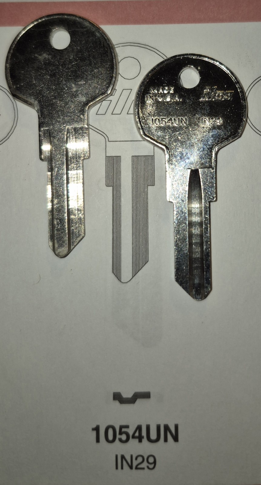 Ilco, 1054UN, IN29, Vintage Key (1) Blank.