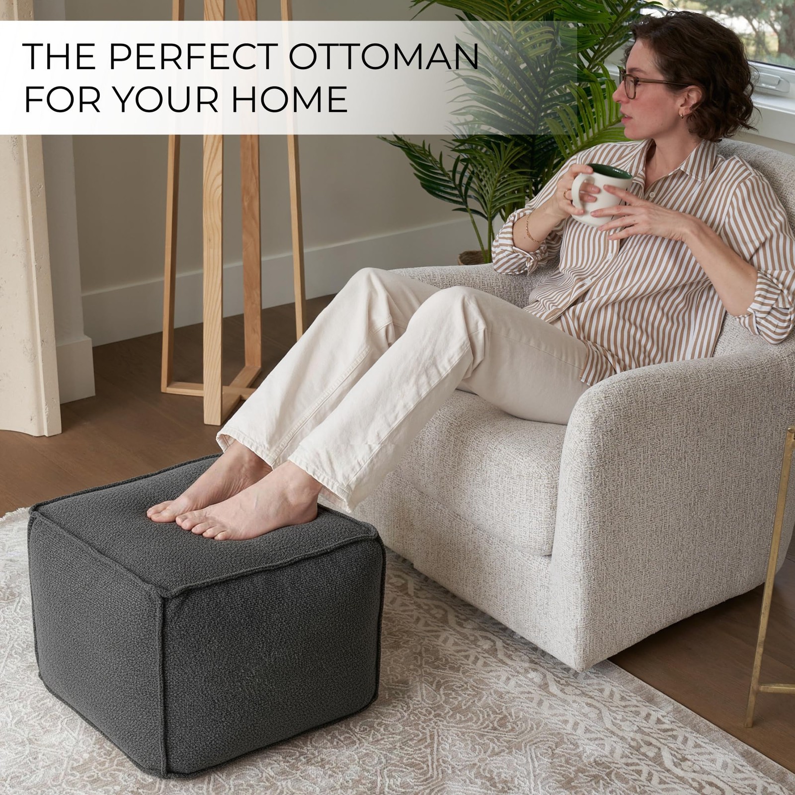 ZICOTO Beautiful Boucle Pouf Ottoman and Foot Rest - Elevate Your Living Room De
