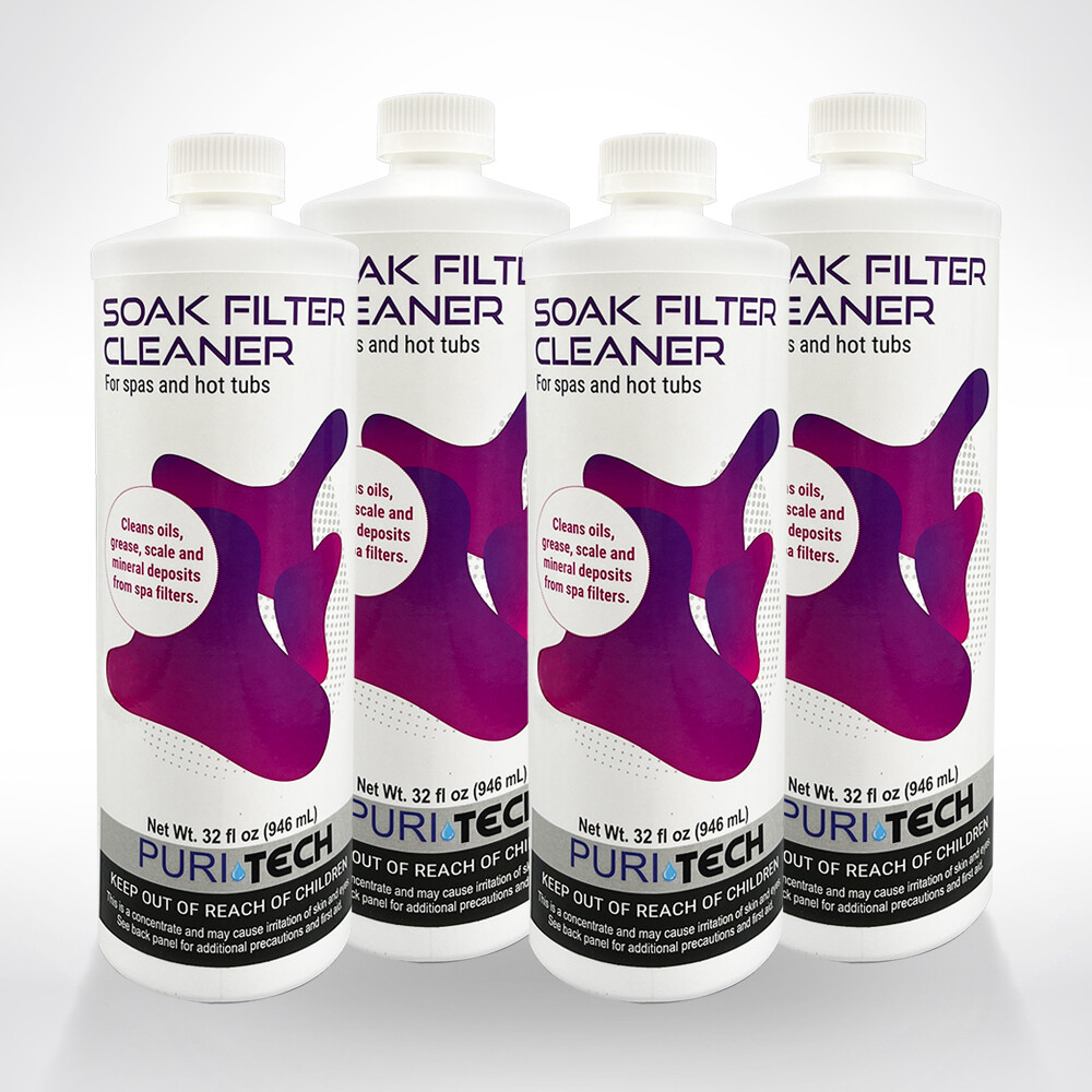 Puri Tech Spa Soak Filter Cleaner 4 Pack Effectively Removes Minerals and Oils
