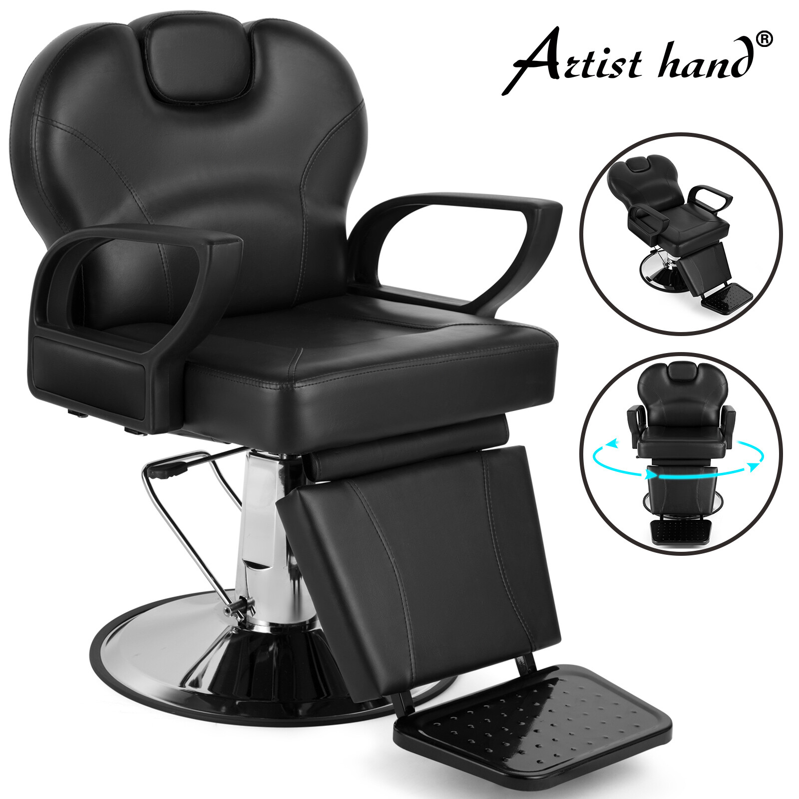 360° Swivel All Purpose Hydraulic Black Recliner Barber Chair Salon Beauty