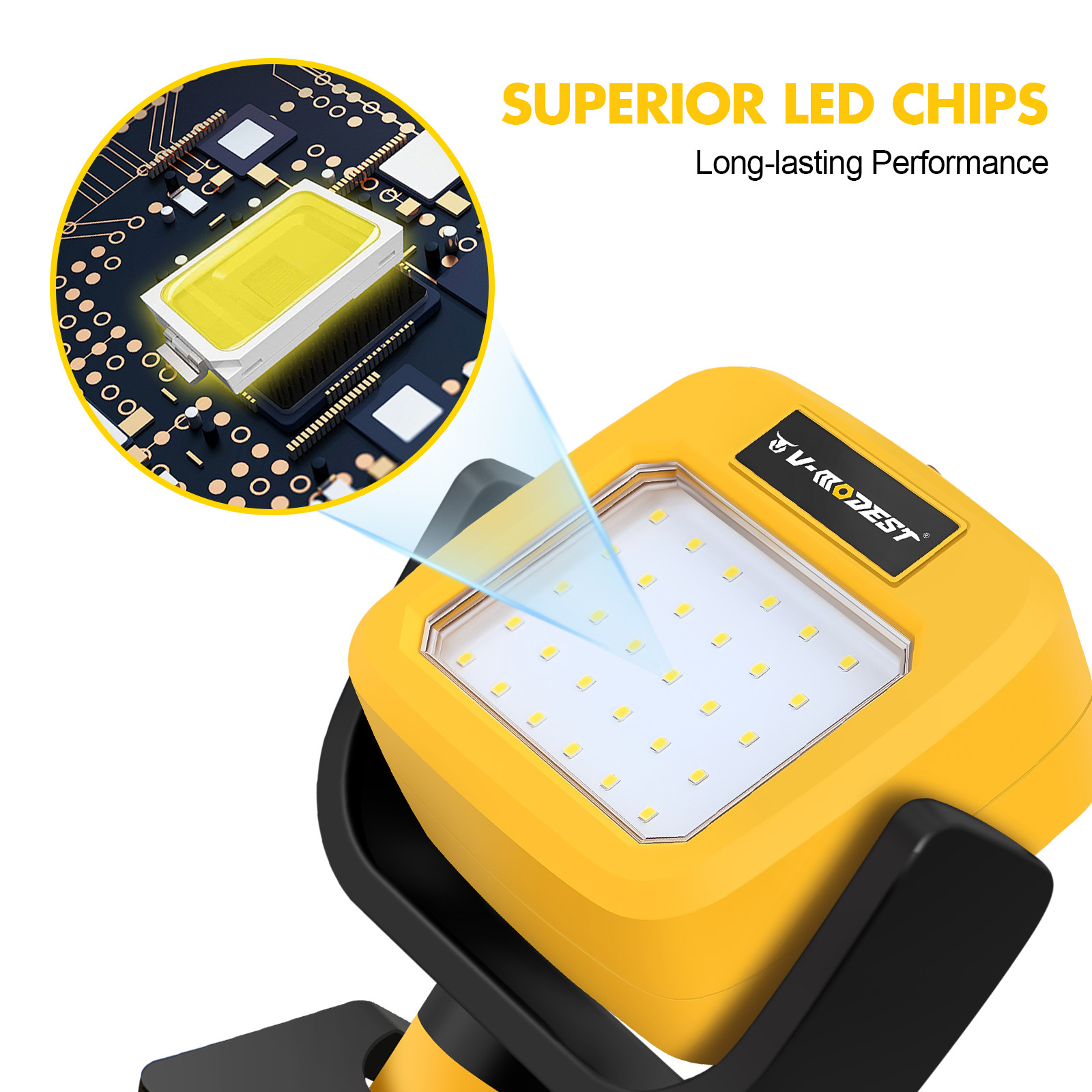 Cordless Led Work Light For Dewalt 20V Battery Portable Clamp Lamp Flashlight