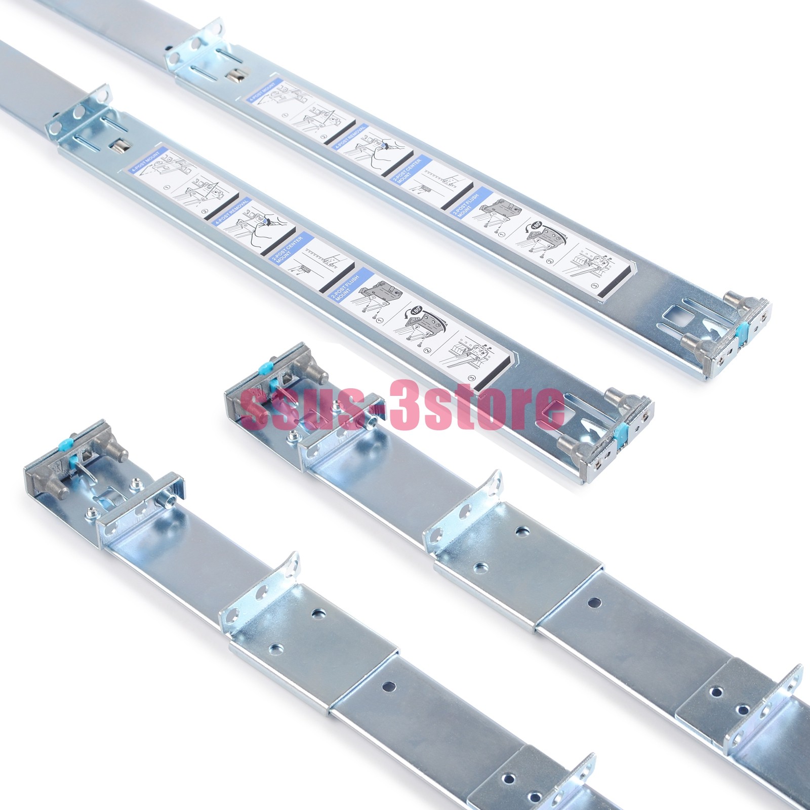 1U Static Ready Rails Kit 053D7M For Dell R410 R420 R630 R440 R640 R740 R6415