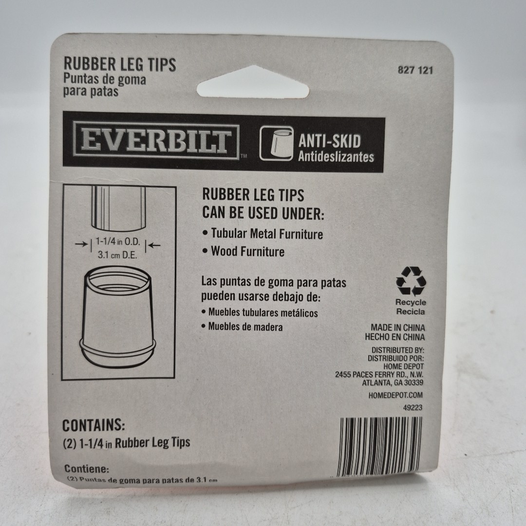 Everbuilt 1-1/4" Off-White Rubber Leg Tips (2 per Pack