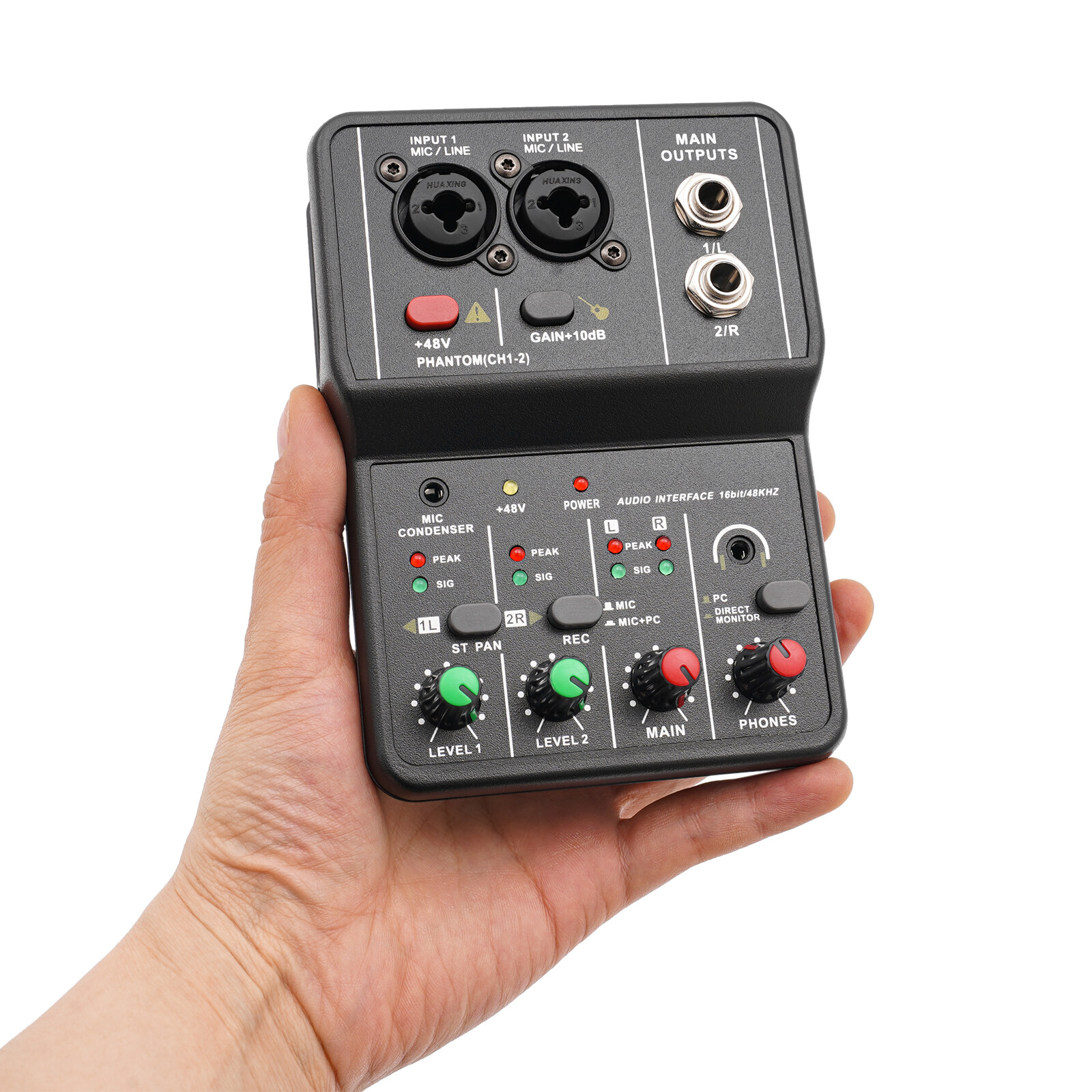 2 Channel Mixing Console Live Studio Audio DJ Mixer Sound Board USB Interface