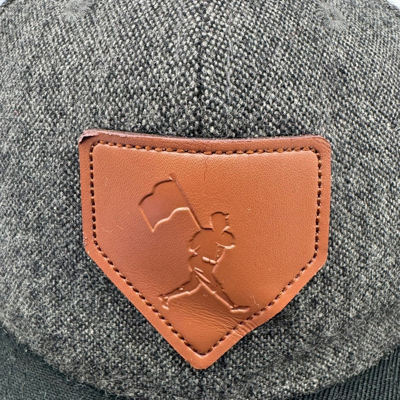 Baseballism Hat Cap Heather Gray Black Leather Patch Snapback Adjustable