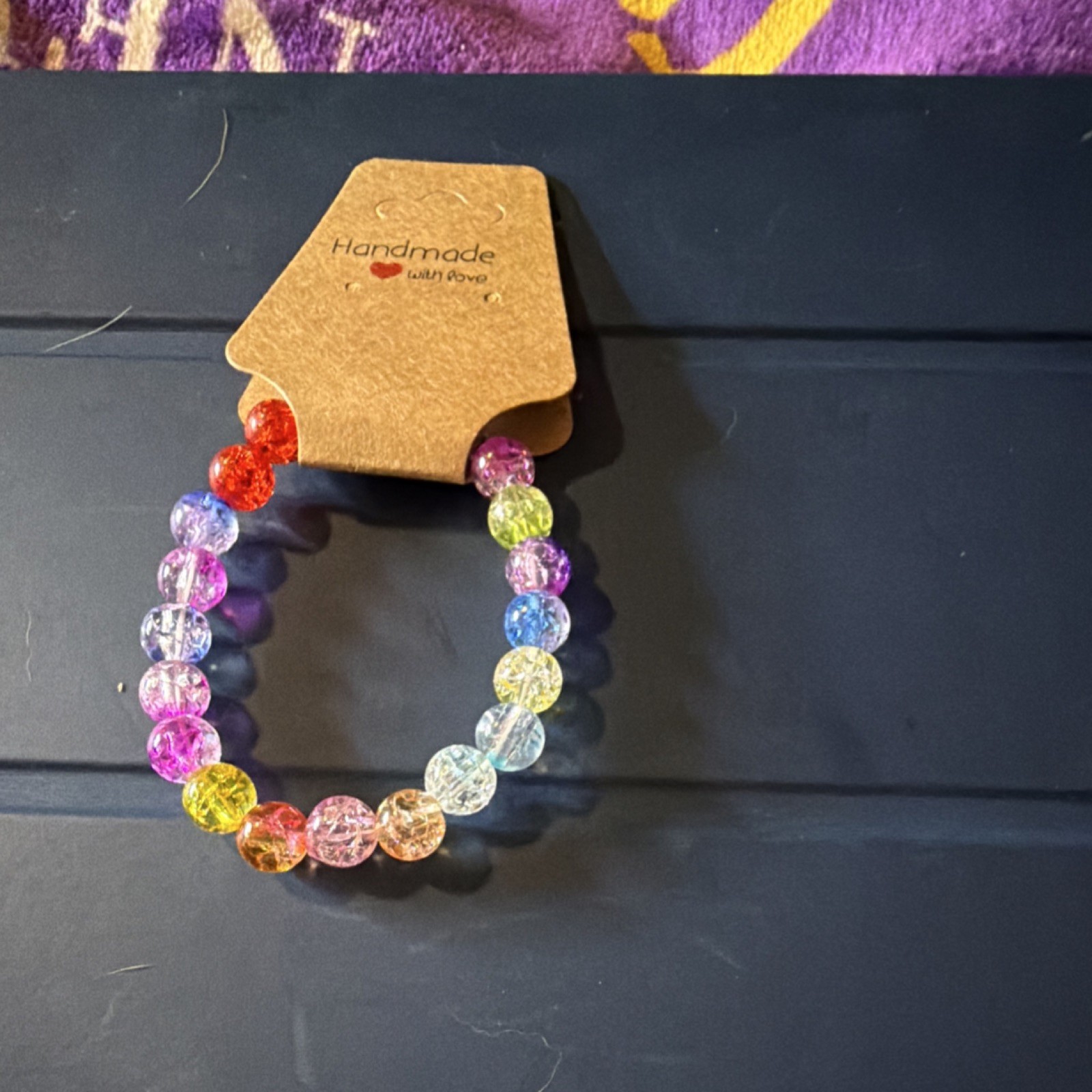 Handmade Beaded Bracelet Multicolor Round Glass Bohemian Love