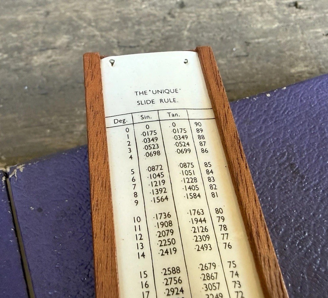 Vintage Unique Log Log Slide Sliding Rule & Case Measuring Drawing Old Tool