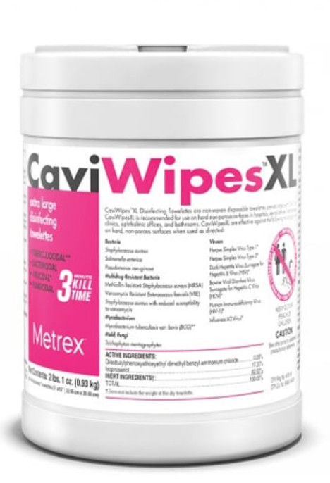 Metrex 13-1150 CaviWipes XL Disinfecting Towelettes XLarge 9" x 12" 66 Can