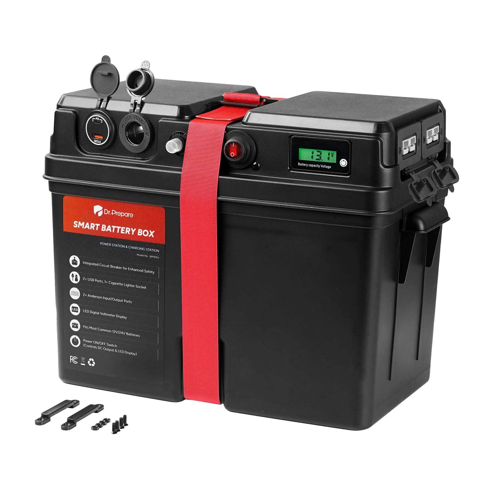 Trolling Motor Smart Battery Box, Group 24/27/31 Size Marine Battery Box with...
