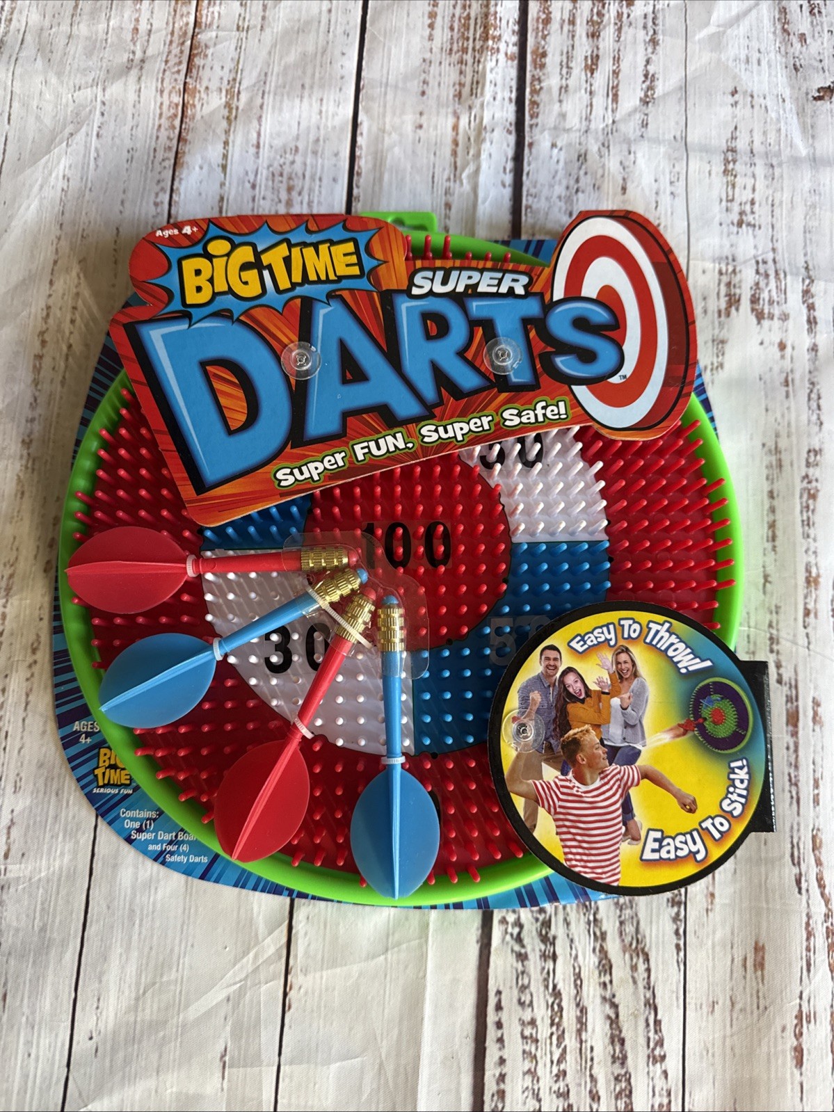 Toy Kids Dart Game W/ 4 Safety Darts Toyplanet Big Time Toys! Hard To Find!