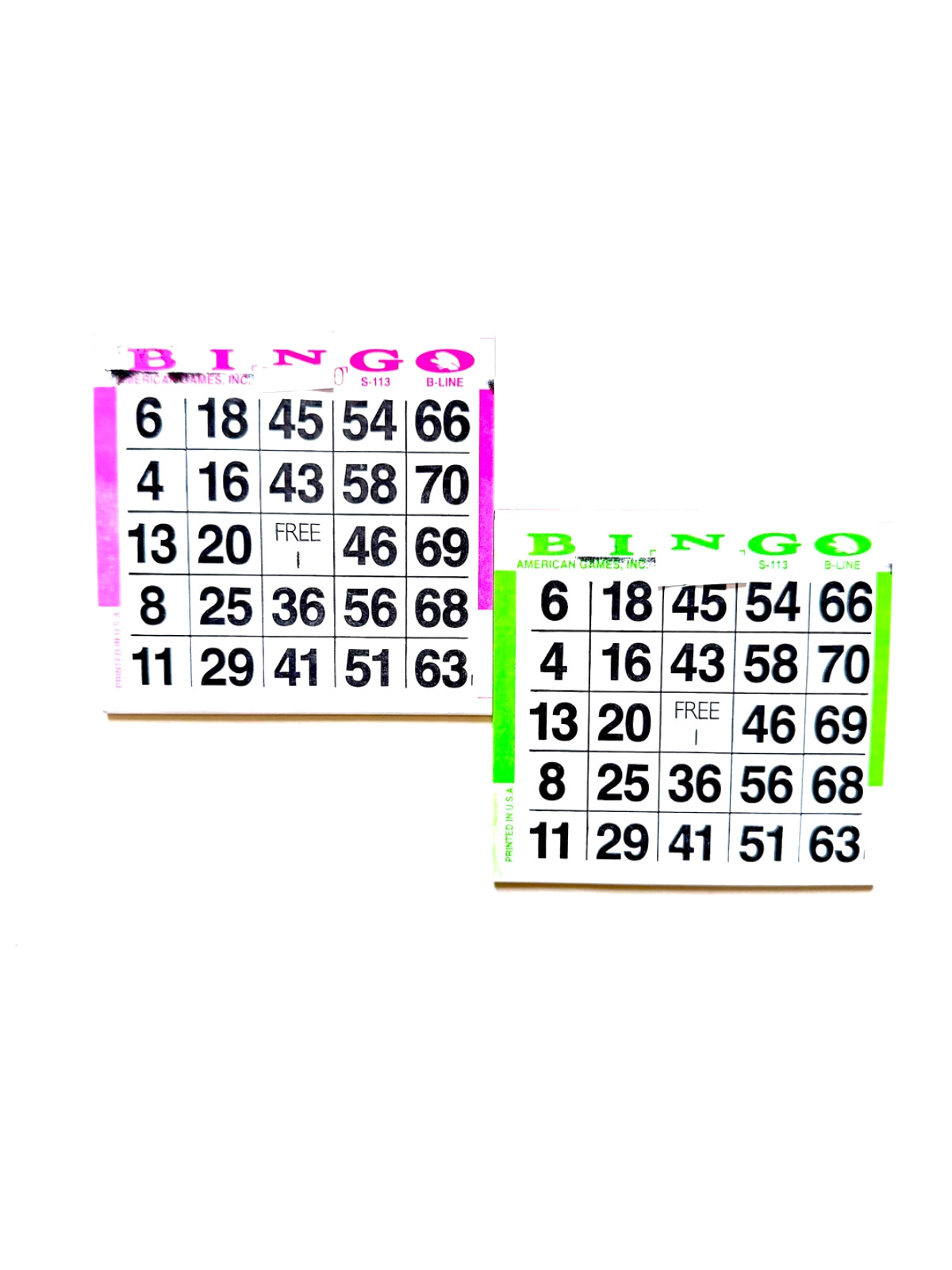 1 on Blacklight Glow In the Dark Bingo Paper- Pack of 1000 Sheets Total-Grn/Pnk