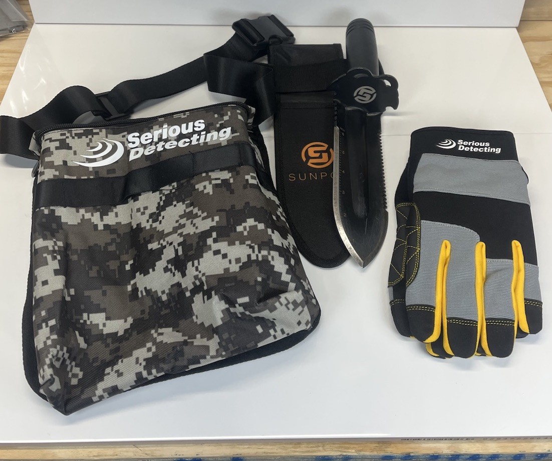 Serious Detecting Finds Bag, Padded Palm/Cut Resistant Gloves L, Sunpow Dig Tool
