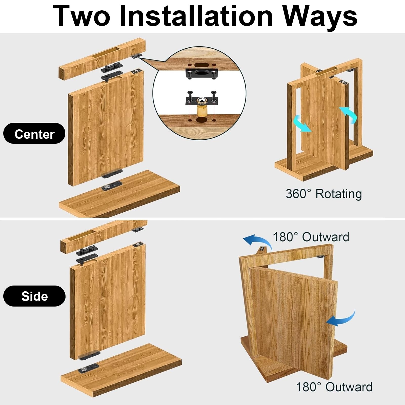 Hidden Door Hinge, Silent Operation 570 LB Hidden Hinges, Pivot Hinge, 360° R...