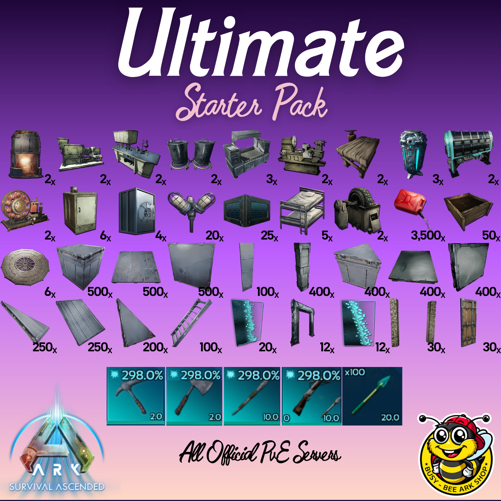 🔥-ARK-Ascended-PVE-OFFICIAL-METAL-BASE-STARTER-PACK-Ultimate-BusyBee