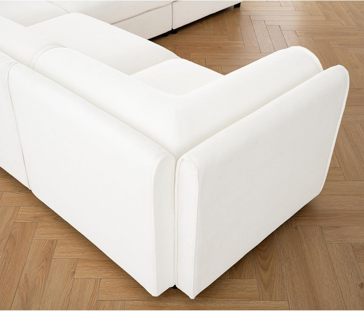 109" L-Shaped Modular Chenille Sectional Sofa with Storage Seat, 1 Ottoman, Mode