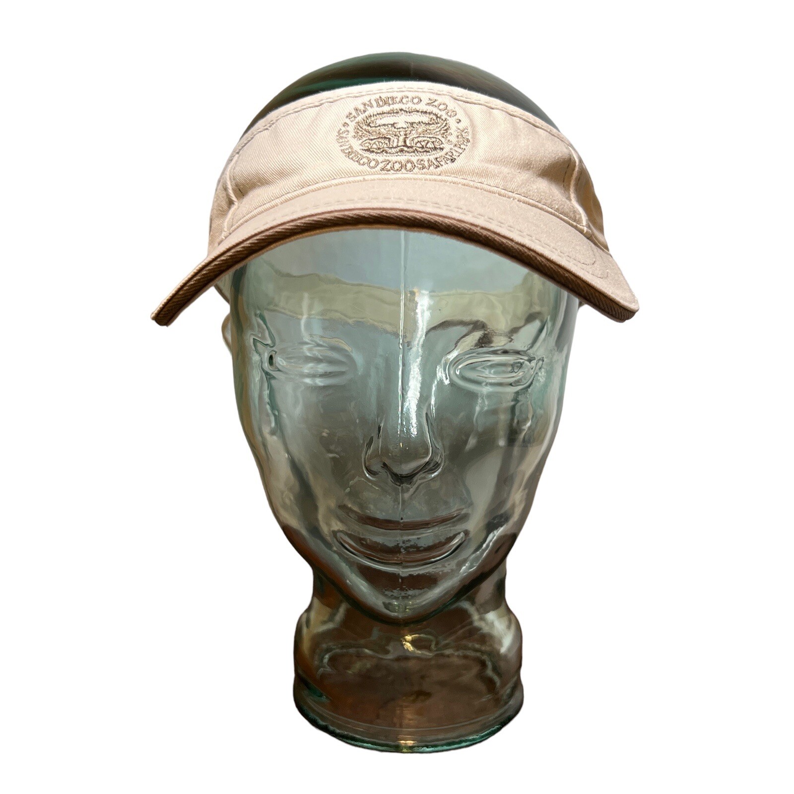 San Diego Zoo & Safari Park Sun Visor Hat Light Khaki Tan Adjustable Cotton
