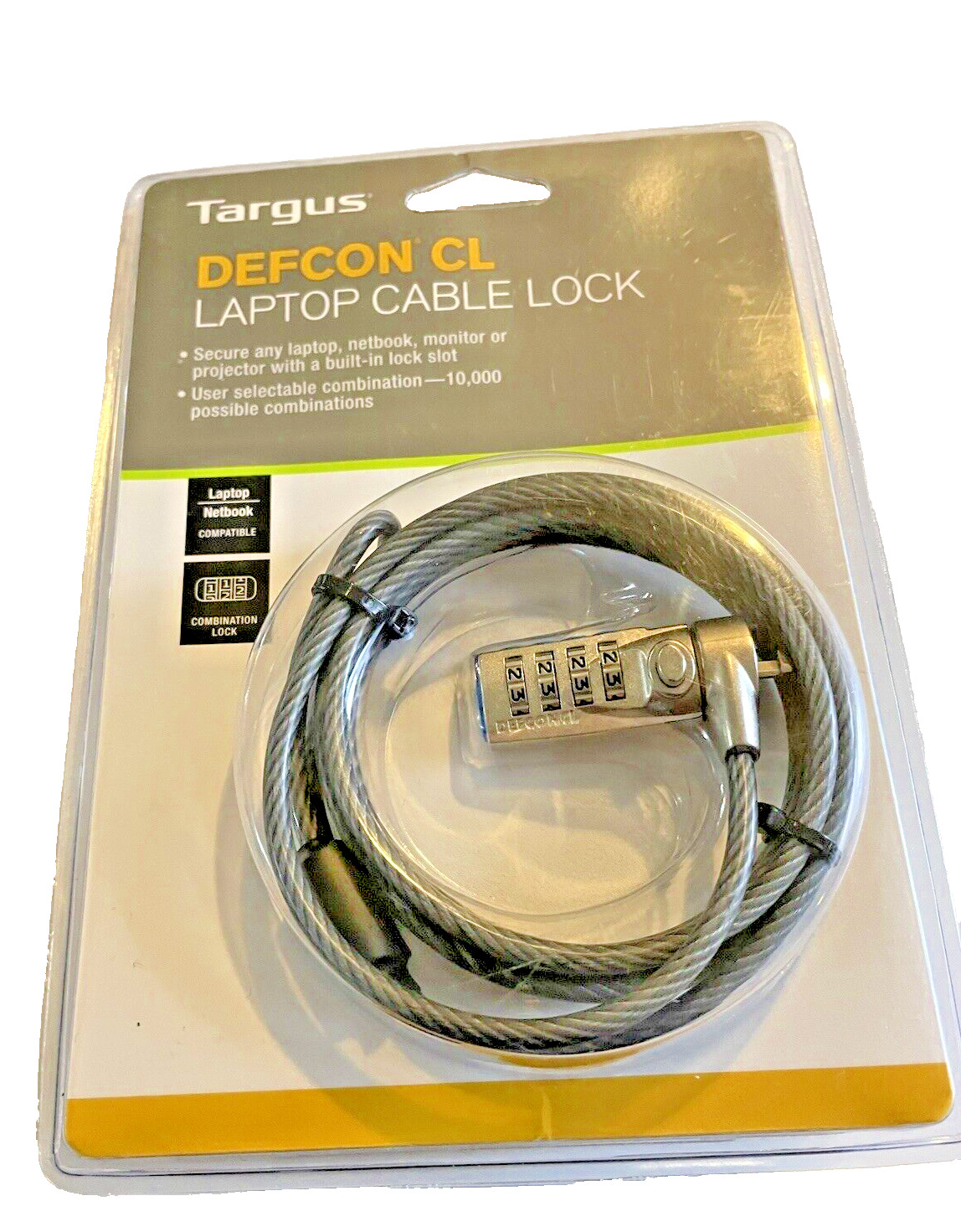 Cable Lock Targus Defcon CL Laptop Combination 6.5 Feet Long New PA410U