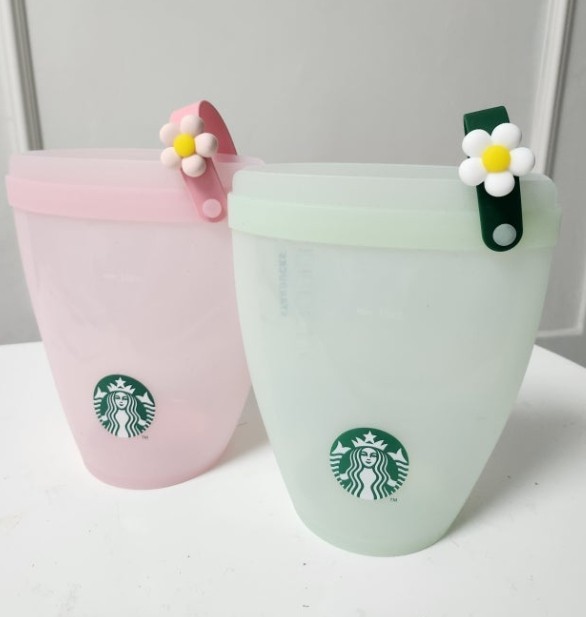 Starbucks Korea 2026 Silicone Food Storage Container with Strap Pink Green
