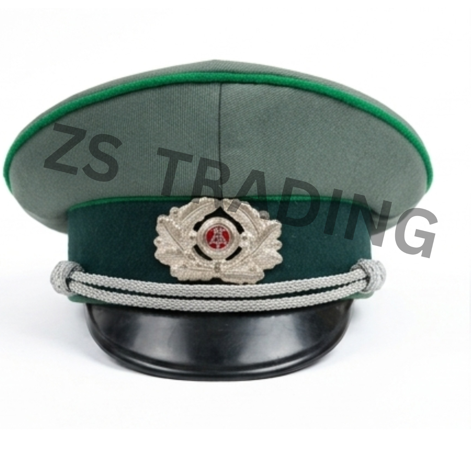 WW2 German Police Green Gabardine Volkspolizei Officer Visor Cap - All Sizes