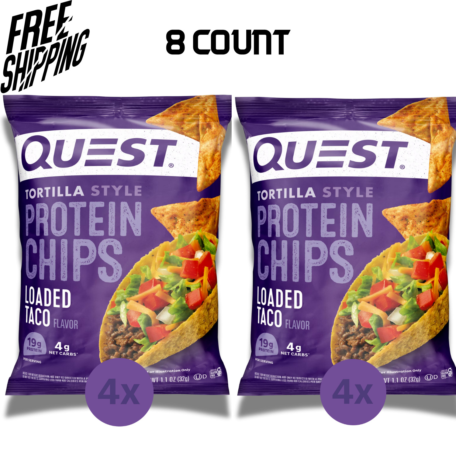 Quest Nutrition Tortilla Style Protein Chips Loaded Taco Flavor (Pack Of 8)