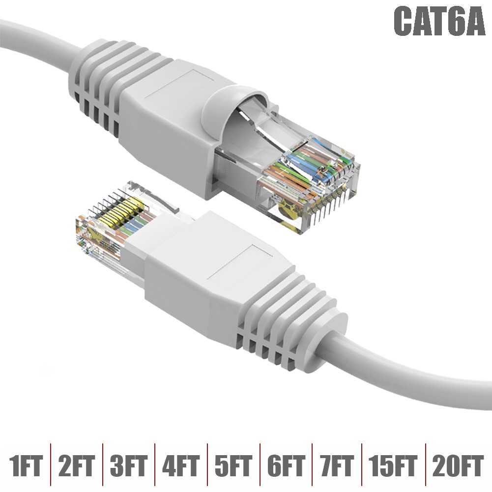 1FT-20FT Cat6A Network Ethernet Molded Patch Cable with Gold Plated RJ45 White