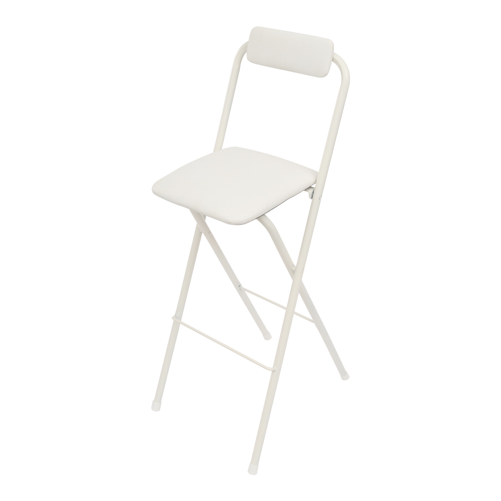 White Foldable Bar Chair, Portable Tall Stool with 275.58lbs Capacity