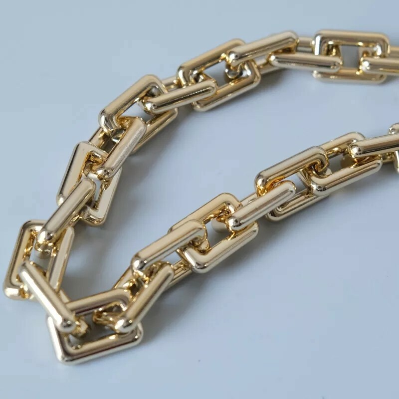 Chunky statement chain Bag strap gold square 60cm shoulder baguette pochette